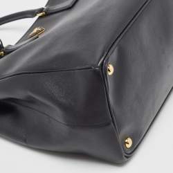 Pre Owned Prada Black Saffiano Leather Large Double Zip Tote