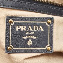 Pre Owned Prada Black Vitello Daino Leather Shopping Tote 
