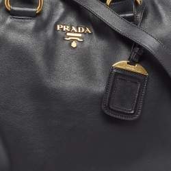 Pre Owned Prada Black Vitello Daino Leather Shopping Tote 