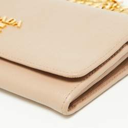 Prada Beige Vitello Move Leather Wallet on Chain