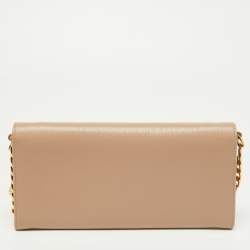 Prada Beige Vitello Move Leather Wallet on Chain