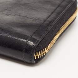 Prada Black Leather Zip Around Wallet