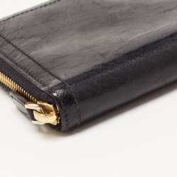 Prada Black Leather Zip Around Wallet