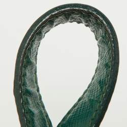 Pre Owned Prada Green Saffiano Lux Leather Small Double Zip Tote