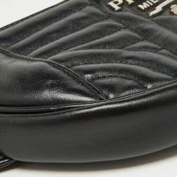 Pre Owned Prada Black Diagramme Leather Belt Bag