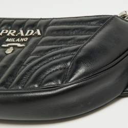 Pre Owned Prada Black Diagramme Leather Belt Bag