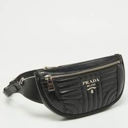 Pre Owned Prada Black Diagramme Leather Belt Bag