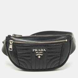 Pre Owned Prada Black Diagramme Leather Belt Bag