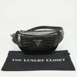Pre Owned Prada Black Diagramme Leather Belt Bag
