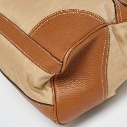 Prada Beige/Brown Leather and Nylon Logo Satchel