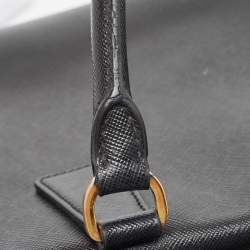 Pre Owned Prada Black Saffiano Lux Leather Boston Bag
