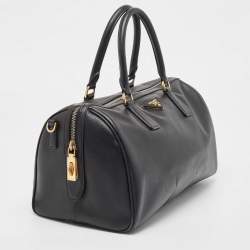 Pre Owned Prada Black Saffiano Lux Leather Boston Bag