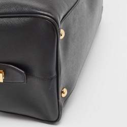 Pre Owned Prada Black Saffiano Lux Leather Boston Bag