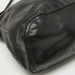 Prada Black Soft Leather Pushlock Flap Hobo