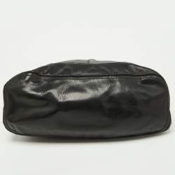 Prada Black Soft Leather Pushlock Flap Hobo