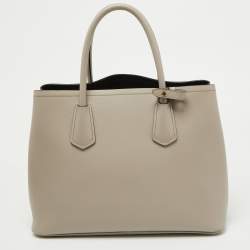 Prada Taupe Saffiano Metal Leather Medium Double Handle Tote