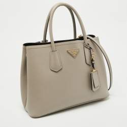 Prada Taupe Saffiano Metal Leather Medium Double Handle Tote