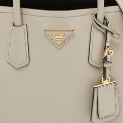 Prada Taupe Saffiano Metal Leather Medium Double Handle Tote