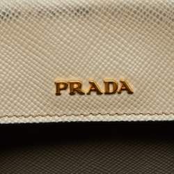 Prada Taupe Saffiano Metal Leather Medium Double Handle Tote