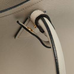 Prada Taupe Saffiano Metal Leather Medium Double Handle Tote