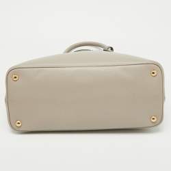 Prada Taupe Saffiano Metal Leather Medium Double Handle Tote