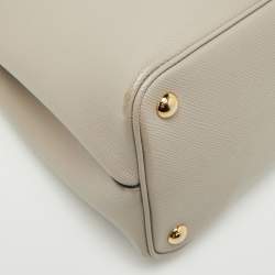 Prada Taupe Saffiano Metal Leather Medium Double Handle Tote