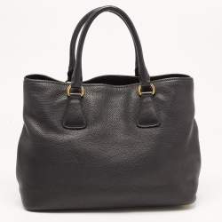 Pre Owned Prada Black Vitello Daino Leather Shopper Tote