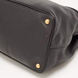 Pre Owned Prada Black Vitello Daino Leather Shopper Tote