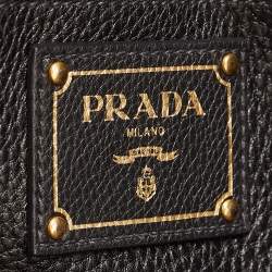 Pre Owned Prada Black Vitello Daino Leather Shopper Tote