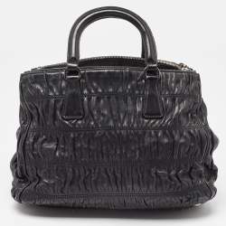 مملوكة مسبقًا Prada Black Gaufre Leather Double Zip Tote