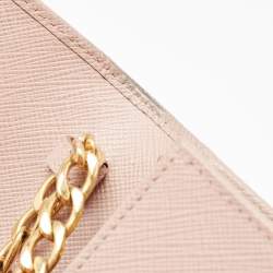 Pre Owned Prada Beige Saffiano Leather Wallet on Chain