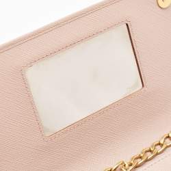 Pre Owned Prada Beige Saffiano Leather Wallet on Chain