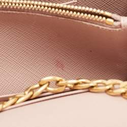 Pre Owned Prada Beige Saffiano Leather Wallet on Chain