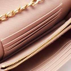 Pre Owned Prada Beige Saffiano Leather Wallet on Chain
