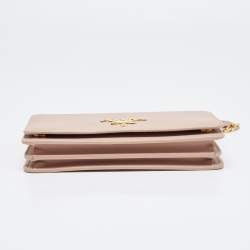 Pre Owned Prada Beige Saffiano Leather Wallet on Chain