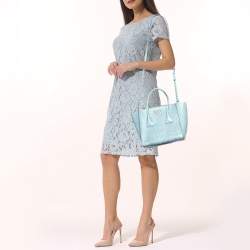 Prada Light Blue Ostrich Leather Struzzo Twin Pocket Tote