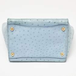 Prada Light Blue Ostrich Leather Struzzo Twin Pocket Tote