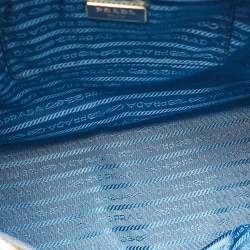 Pre Owned Prada Blue Saffiano Lux Leather Large Galleria Double Zip Tote