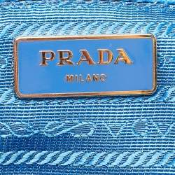 Pre Owned Prada Blue Saffiano Lux Leather Large Galleria Double Zip Tote