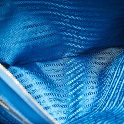 Pre Owned Prada Blue Saffiano Lux Leather Large Galleria Double Zip Tote