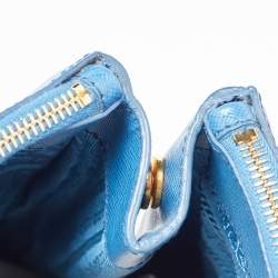 Pre Owned Prada Blue Saffiano Lux Leather Large Galleria Double Zip Tote