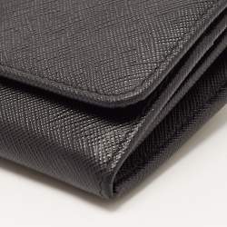 Prada Black Saffiano Leather Flap Continental Wallet