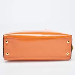 Pre Owned Prada Multicolor Saffiano Vernice Leather Pyramid Frame Satchel