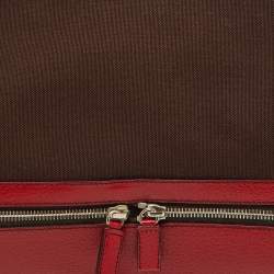 Pre Owned Prada Red/Brown Canvas and Leather Frame Doctor's Bag