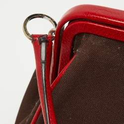 Pre Owned Prada Red/Brown Canvas and Leather Frame Doctor's Bag