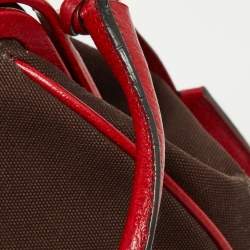 Pre Owned Prada Red/Brown Canvas and Leather Frame Doctor's Bag