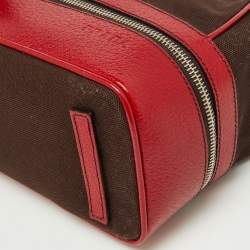 Pre Owned Prada Red/Brown Canvas and Leather Frame Doctor's Bag