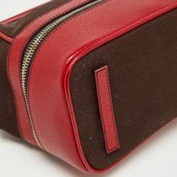 Pre Owned Prada Red/Brown Canvas and Leather Frame Doctor's Bag