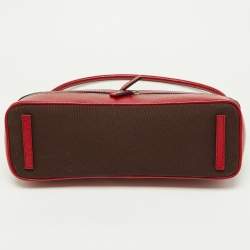 Pre Owned Prada Red/Brown Canvas and Leather Frame Doctor's Bag