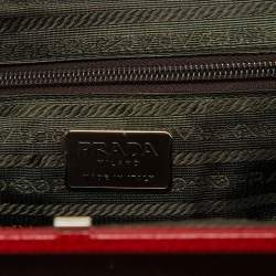 Pre Owned Prada Red/Brown Canvas and Leather Frame Doctor's Bag